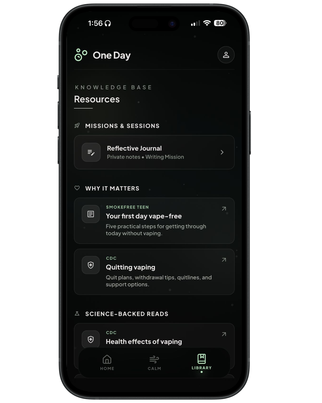 One Day library screen preview
